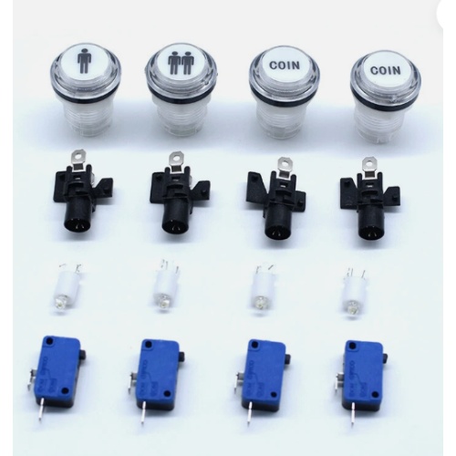 4 Pcs 30mm Arcade LED Push Buttons 1P 2P COIN 12V Light Illuminated MAME JAMMA