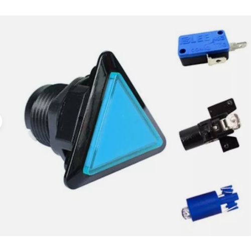 Triangle LED - ILLUMINATED Buttons, Lock nut & Micro Switch - Arcade / Mame - BLUE