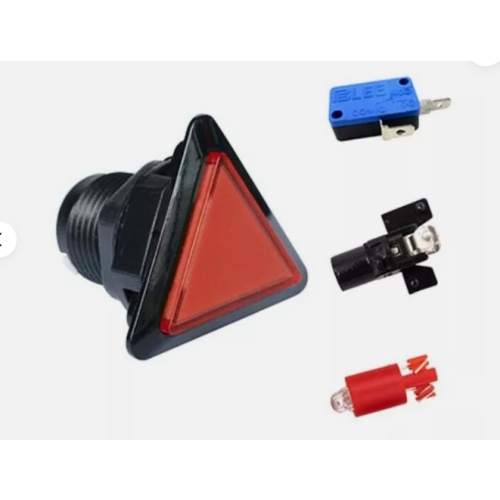 Triangle LED - ILLUMINATED Buttons, Lock nut & Micro Switch - Arcade / Mame - RED
