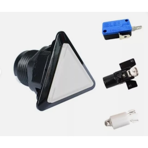 Triangle LED - ILLUMINATED Buttons, Lock nut & Micro Switch - Arcade / Mame - WHITE