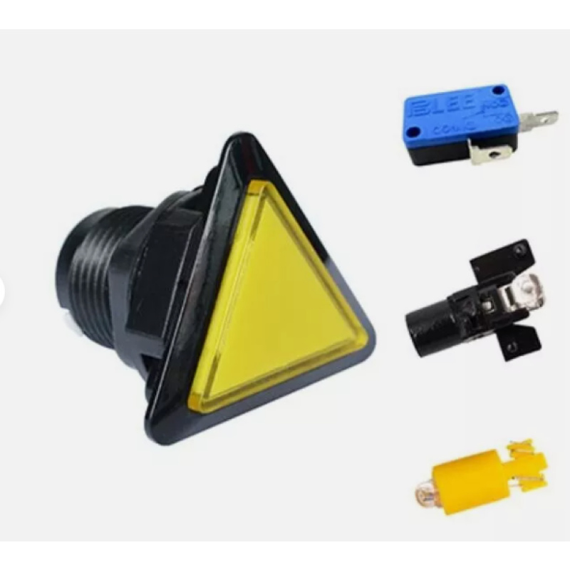 Triangle LED - ILLUMINATED Buttons, Lock nut & Micro Switch - Arcade / Mame - YELLOW